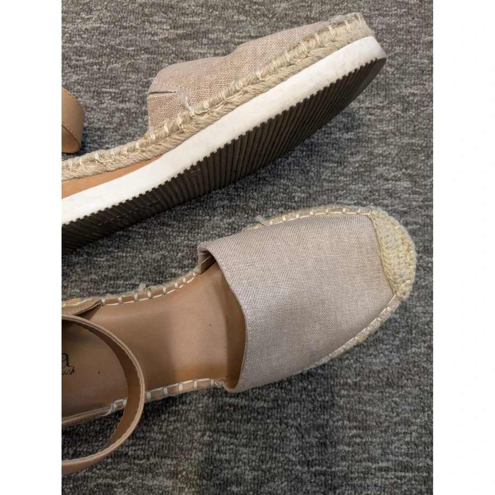 a.n.a Espadrille Flats Women's 9 Tan Ankle‎ Strap Jute Summer Boho Sandals